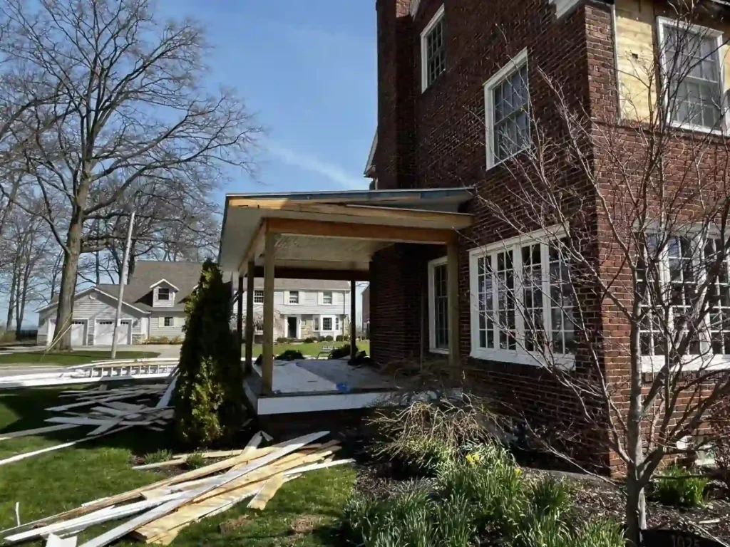 job site of home getting new vinyl siding